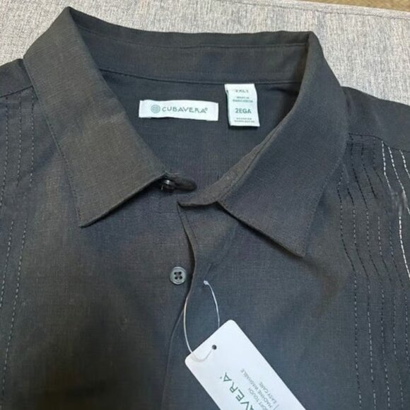 Cubavera Men's Striped Panel Dobby Short Sleeve Button-Down Shirt, Regular Fit - Picture 7 of 8